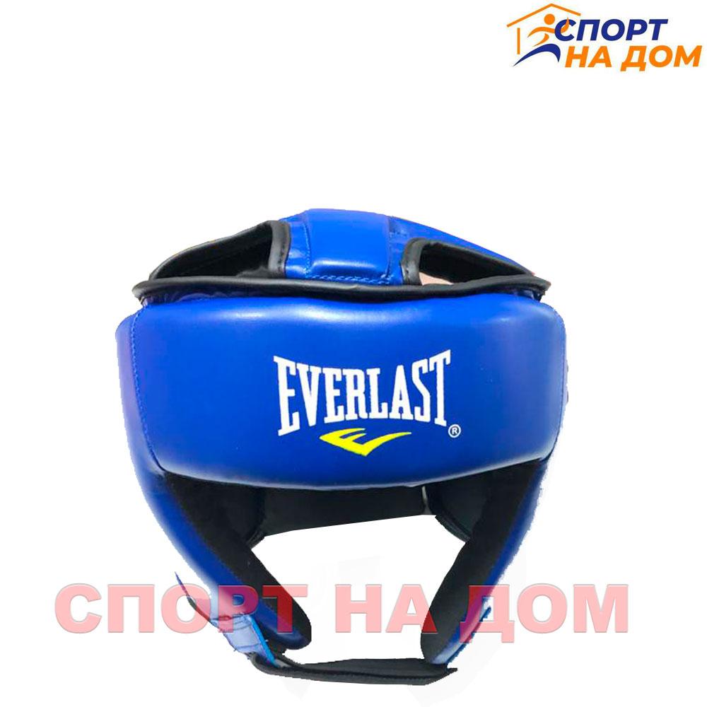 Боксёрский шлем Everlast с крышей (синий-кожзам)XL