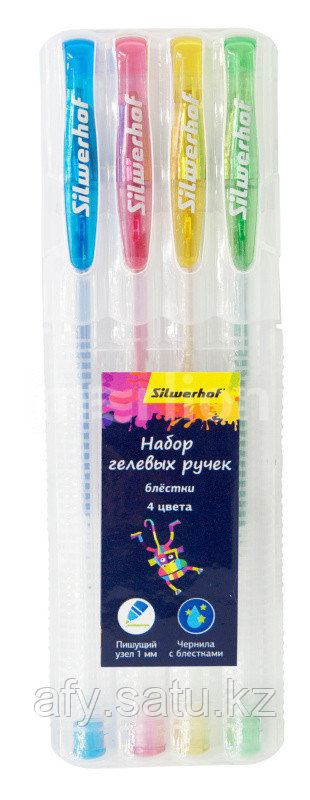 Ручка гель с блеском 4цвета