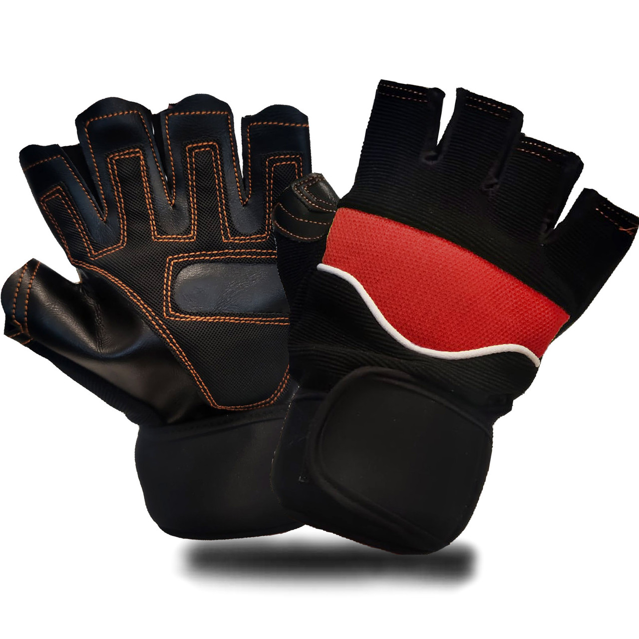 Перчатки для фитнеса и тренажеров турника (без пальцев) черно-красные - фото 1 - id-p89081348