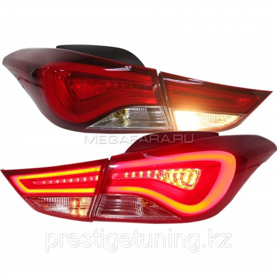 Задние фонари тюнинг на Hyundai Elantra 2011-16 красного цвета