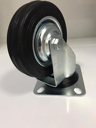 Колесо промышленное черная резина поворотное SC100 Диаметр 100, фото 2