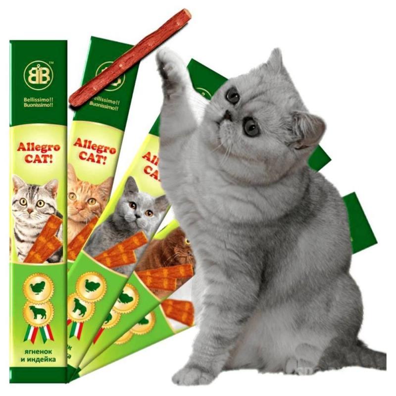 Allegro Лакомство для кошек Колбаски с ягнёнком и индейкой