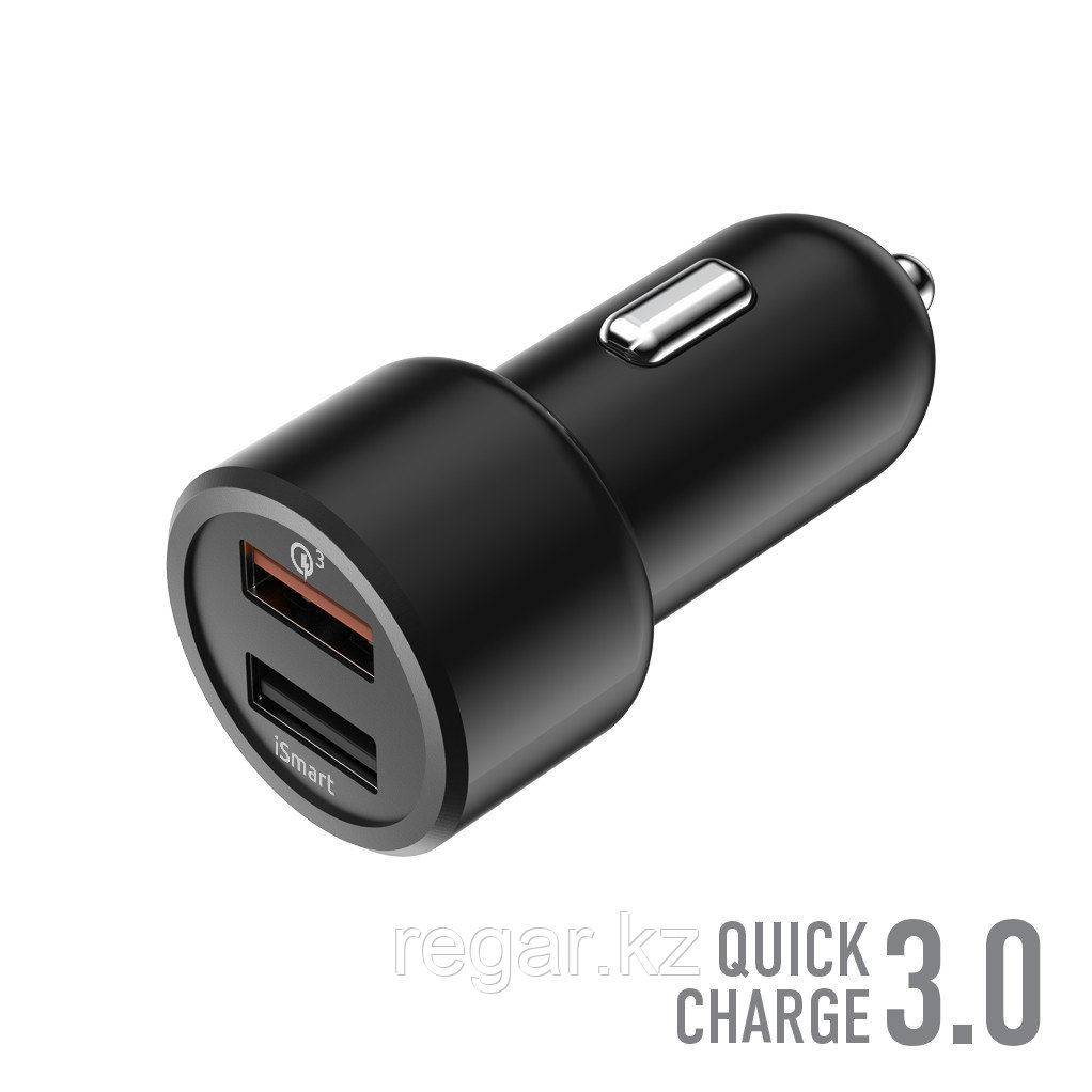 Зарядное устройство автомобильное OLMIO АЗУ 30W, USBx2, 5.4A, QC3.0, Smart IC черный