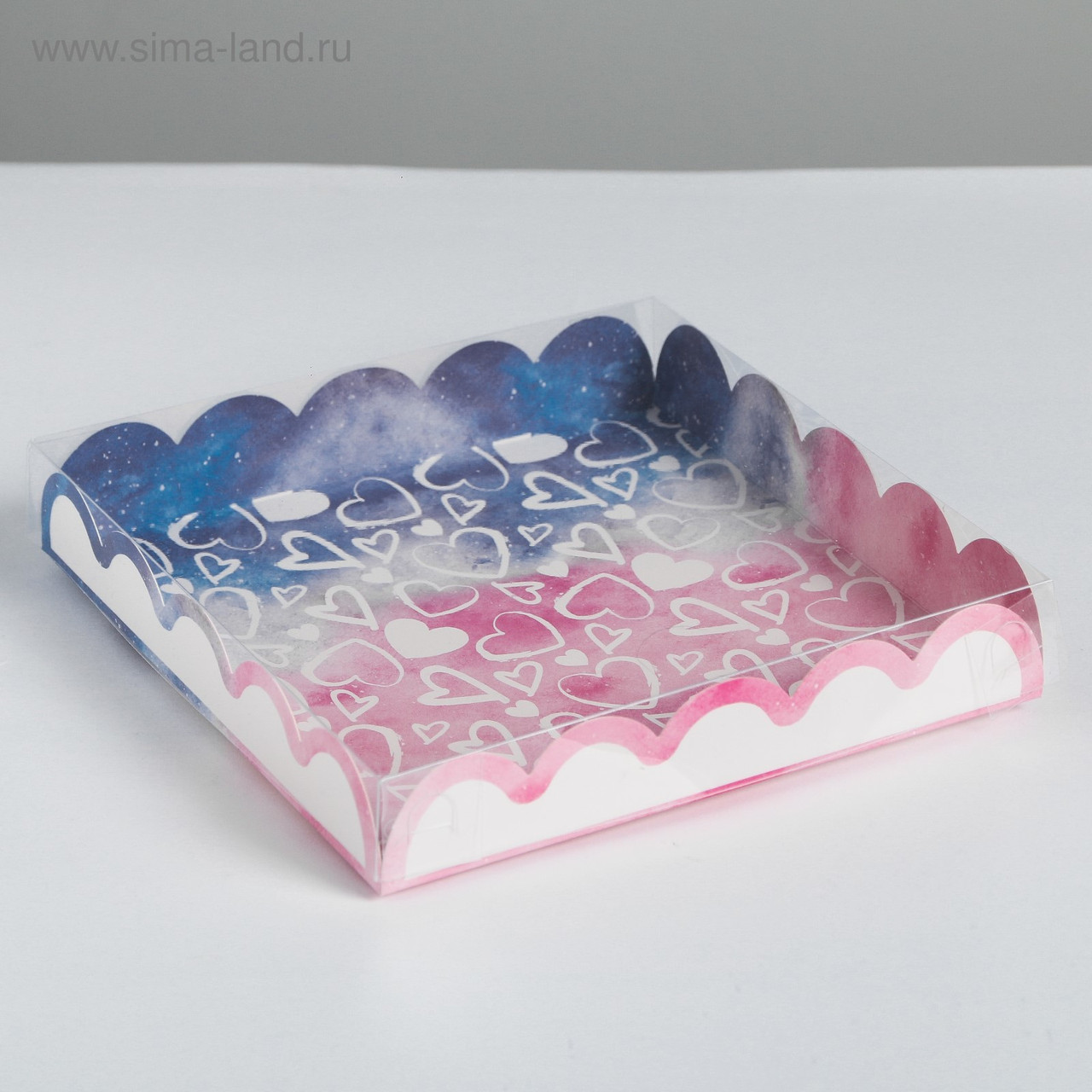 Коробка для кондитерских изделий с PVC-крышкой Sweet love, 18 × 18 × 3 см