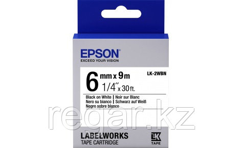 Лента Epson C53S652003 LK-2WBN Стандартная лента 6мм, Бел./Черн.,9м
