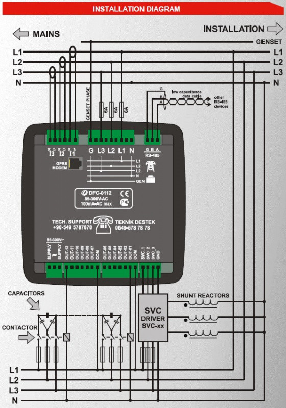Контроллер компенсации реактивной мощности, 144x144мм, 12 шагов + SVC Datakom DFC-0112, фото 1