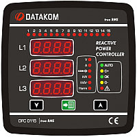 Реактивті қуат коэффициентінің реттегіші Datakom DFC-0115 (12 сатылы, ген, авар, RS-485, 144х144 мм)