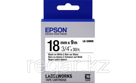 Лента Epson C53S655006 LK5WBN Стандартная лента 18мм, Бел./Черн., 9м