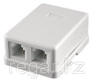 Розетка телефонная TA-102 RJ-11 (6P4C) внешняя 2 порта, белая
