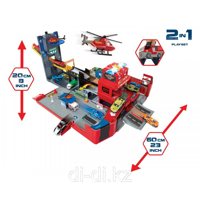 Dickie Toys Набор Складная пожарная машина, 49 см свет звук 3719005