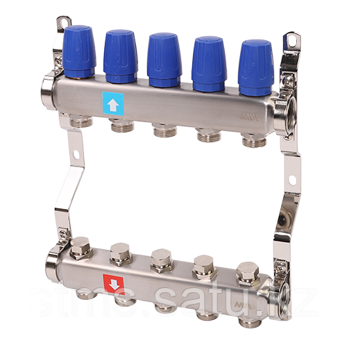 Коллектор из нерж стали без расходомеров 1 х 3/4 на 5 выходов вес 2709 г уп1/4 шт MM.405.06
