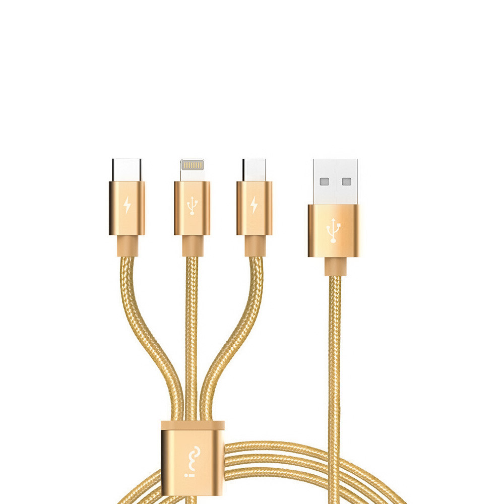 Кабеля (Lightning/Type-C/Micro-USB) MY 3A 1.5m Gold