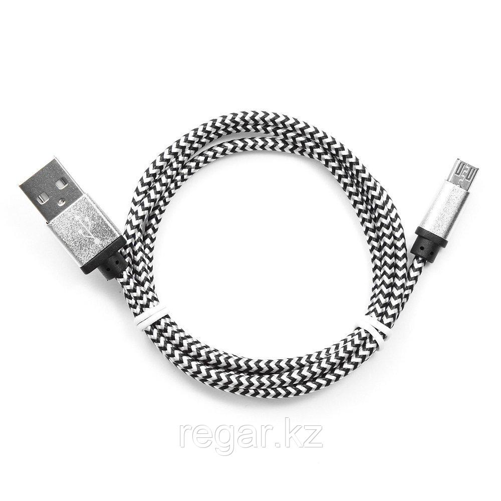 Кабель USB 2.0 Cablexpert CC-mUSB2sr1m, USB-MicroUSB, 1м, нейлоновая оплетка, алюм разъемы, серебри