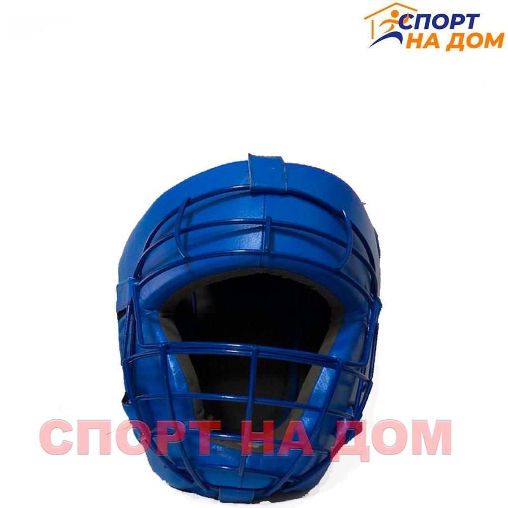 Шлем для АРБ с решёткой (синий-кожа) L