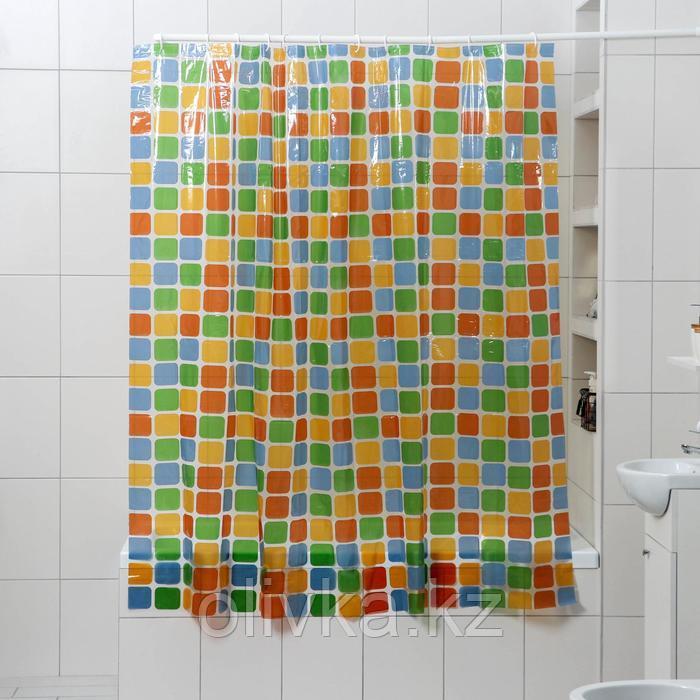 Штора для ванной комнаты Доляна «Мозайка», 180×180 см, PVC