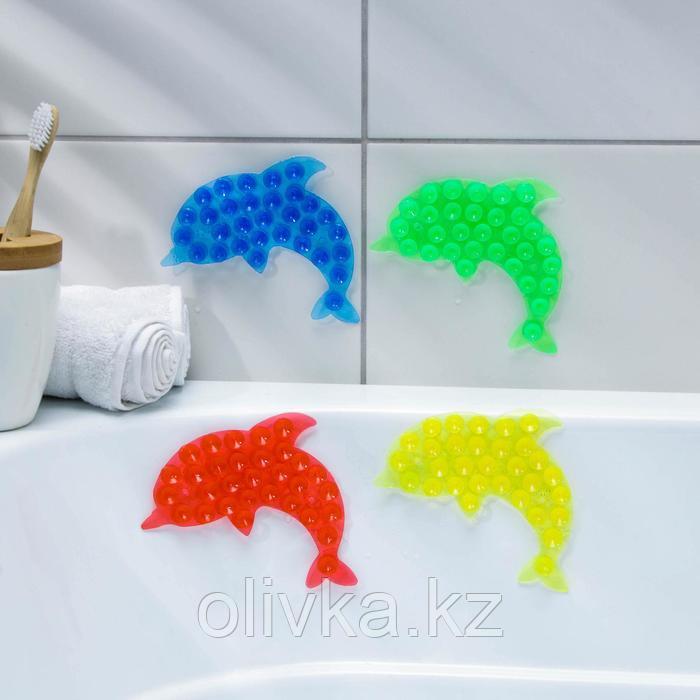 Мини-коврик для ванны «Дельфин», 11×16 см, цвет МИКС