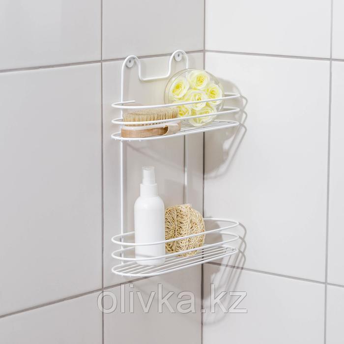 Полка для ванной овальная 2-хярусная, 26,5×9,5×36 см, цвет белый