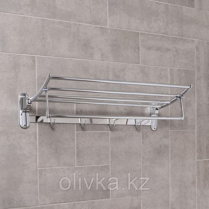 Полка откидная с крючками Accoona A143, 59×21×10 см, цвет хром
