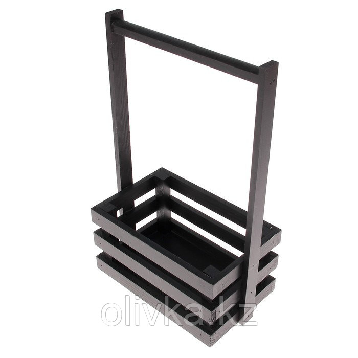 Кашпо деревянное 20×13×34 см "Classic", трёхреечное, с ручкой, серый Дарим Красиво
