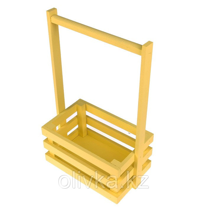 Кашпо деревянное 20×13×34 см "Classic", трёхреечное, с ручкой, жёлтый светлый Дарим Красиво