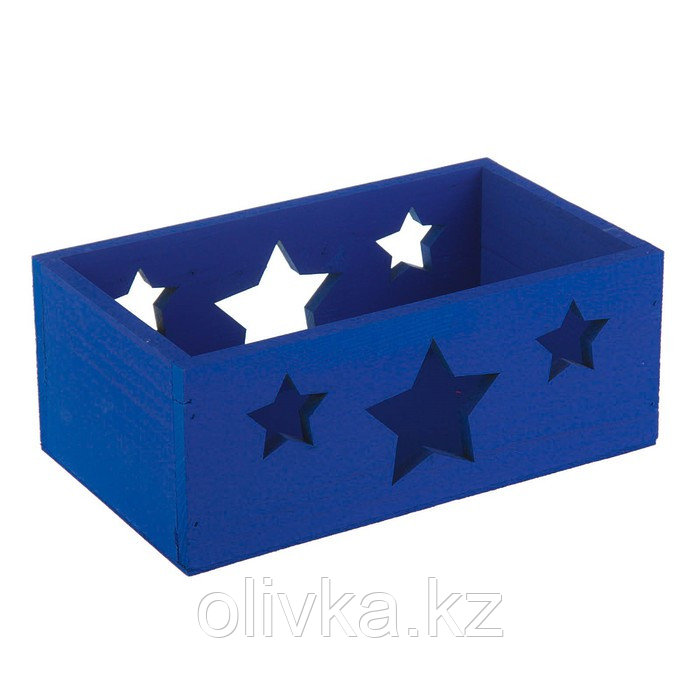 Кашпо деревянное 24.5×14.5×9 см Элегант "Звёзды", синий Дарим Красиво