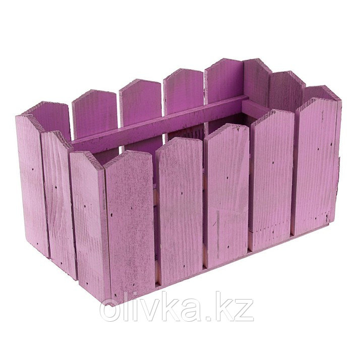 Кашпо деревянное 23×12×12 см "Заборчик", фиолетовый Дарим Красиво