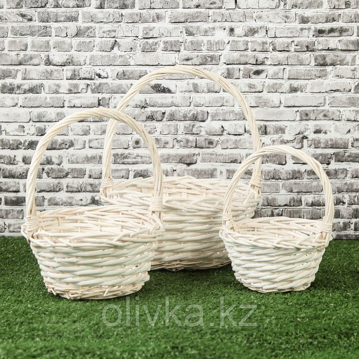 Набор корзин, 3 шт, 25×12×12/29 см, 21×10×10/25 см, 17×9×9/20 см, ива