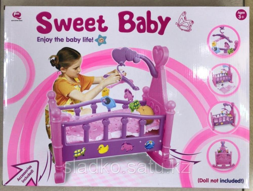 Кроватка для кукол детская Sweet Baby качалка с мобиле - фото 1 - id-p89168267