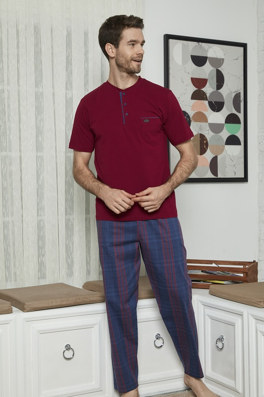 Пижама мужская 2XL/52-54, Бордовый - фото 1 - id-p89171059