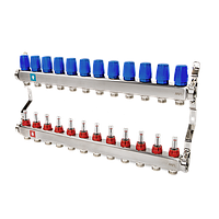 Коллектор из нерж стали в сборе с расходомерами 12 выходов MS.512.06