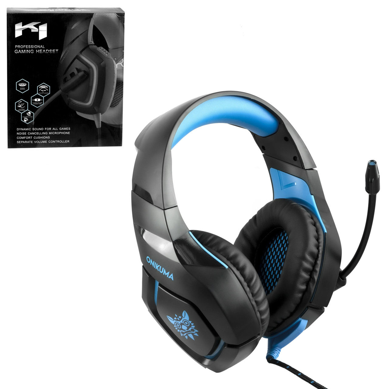 Гарнитура Onikuma Gaming K1, Black/Blue
