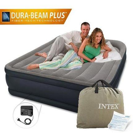 Кровать двуспальная с подголовником надувная со встроенным насосом INTEX 64136 Pillow Rest Raised Bed (64136,, фото 2