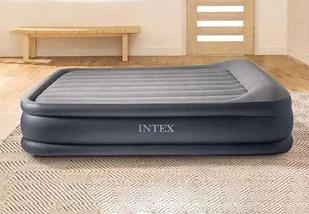 Кровать двуспальная с подголовником надувная со встроенным насосом INTEX 64136 Pillow Rest Raised Bed (64136,, фото 3