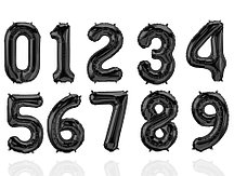 Воздушные шары цифры черные 71 сантиметр, от 0 до 9
