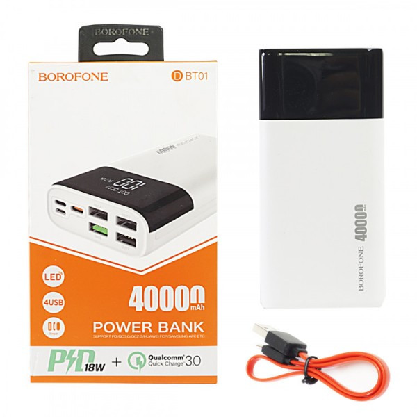Внешний аккумулятор PowerBank + быстрая зарядка + 4USB, Borofone DBT01 40000 mAh - фото 4 - id-p89191442