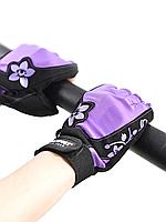 Перчатки для фитнеса женские замшевые X11, черно-фиолетовые, L