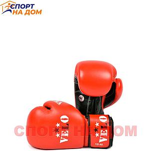 Бокс перчатки Velo AIBA (кожа-красный) 12 OZ, фото 2