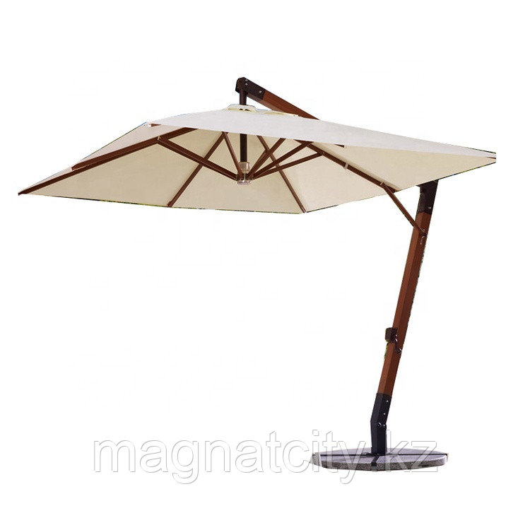 Зонт Wood Lux, 3х3м, квадратный, бежевый (с 4-мя утяжелителями) - фото 2 - id-p89228458