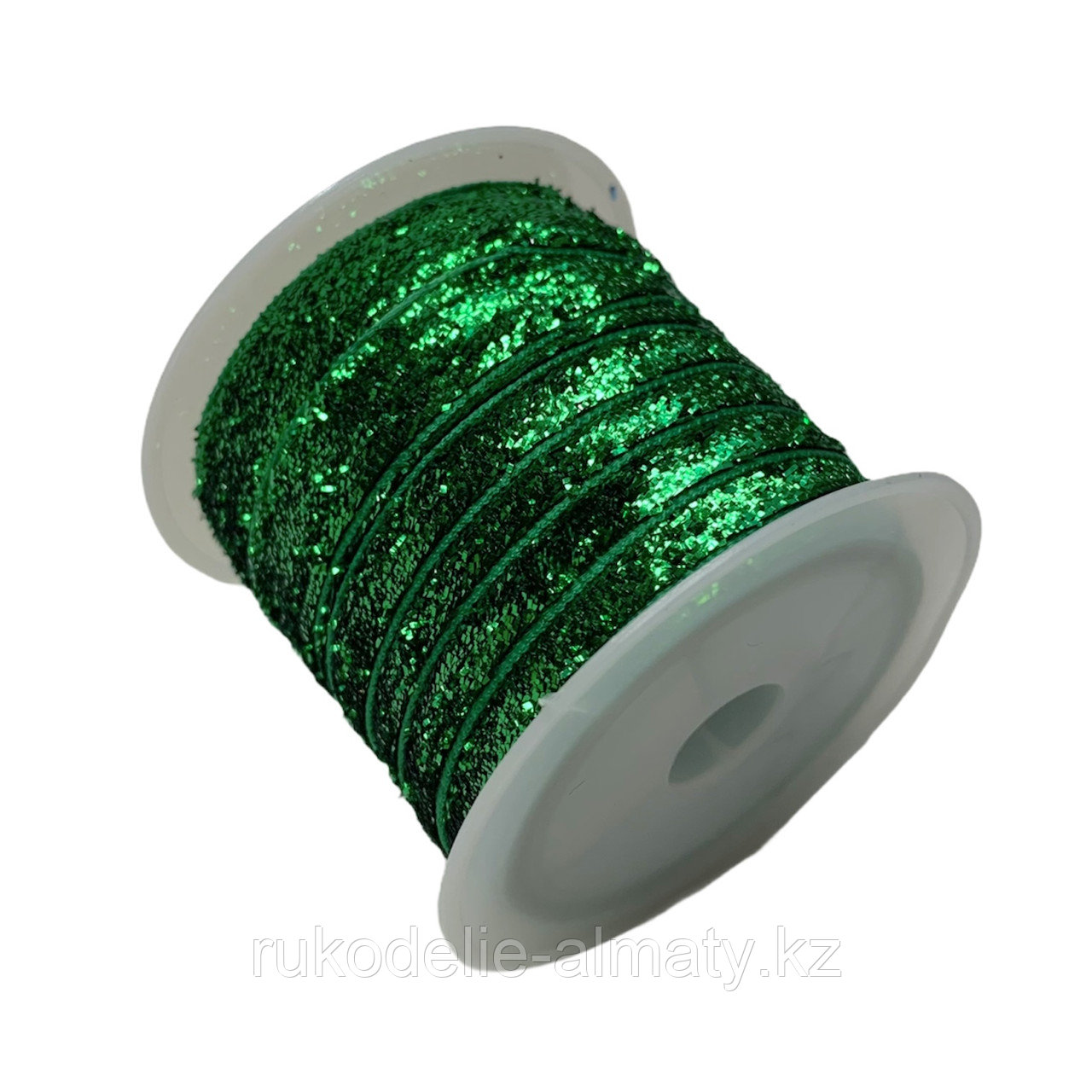 Шнур для рукоделий -лента бархатная глитерная зеленый - фото 1 - id-p89228815