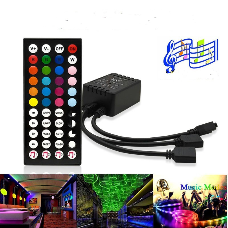 Музыкальный контроллер с 44 кнопочным пультом для RGB лент 5050 3528 в .