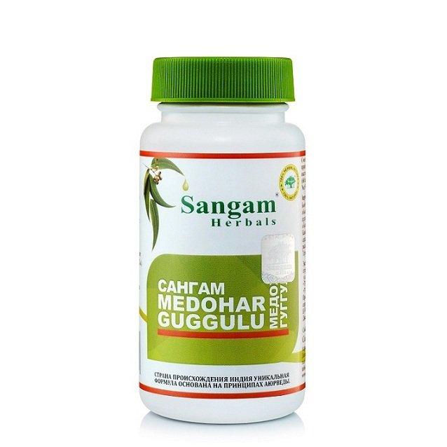 Медохар Гуггул, 500 мг, 60 таблеток, Sangam Herbals,  способствует снижению веса