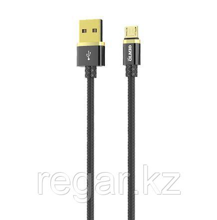 Кабель OLMIO DELUXE, USB 2.0 - microUSB, 1м, 2.1A, черный
