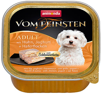 Консервы Vom Feinsten Adult с курицей, йогуртом и овсяными хлопьями для собак, 150 гр