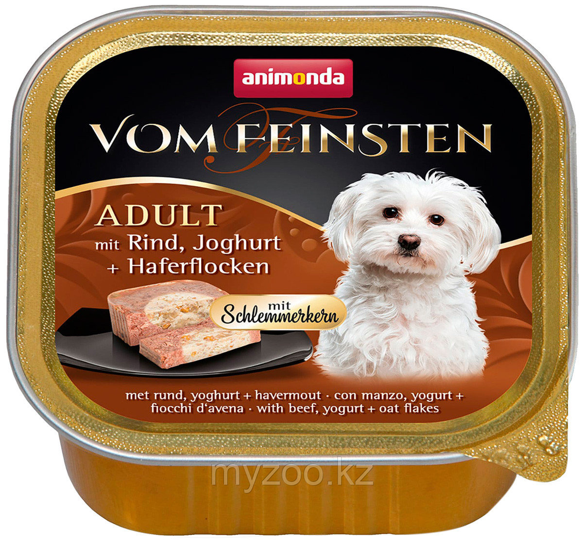 Консервы Vom Feinsten Adult с говядиной, йогуртом и овсяными хлопьями для собак, 150 гр