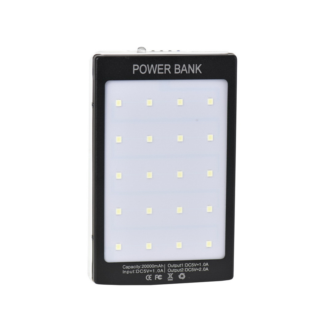 Power bank Solar battery 20000 mAh 2XUSB Black/White