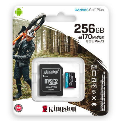Kingston SDCG3/256GB карта памяти 256GB microSDXC Go U3 V30 Card + ADP - фото 3 - id-p89253999