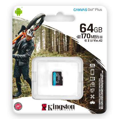 Kingston SDCG3/64GBSP карта памяти 64GB microSDXC Go U3 V30 Card без адаптера - фото 2 - id-p89254037