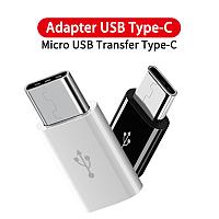 Адаптер/переходник Micro USB на Type-C (белый/черный)