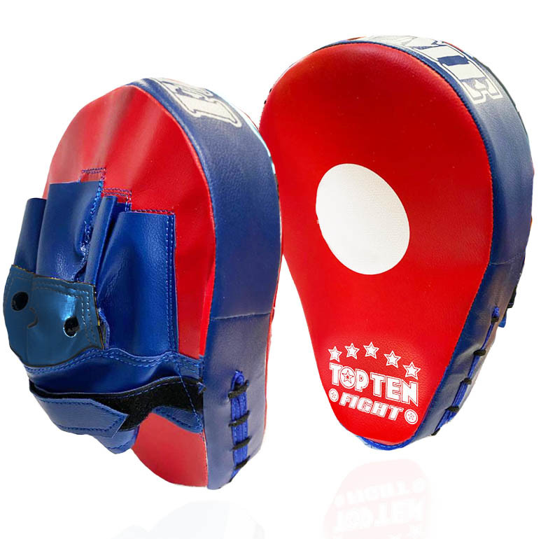 Лапа-перчатка для бокса вогнутая Top ten красная с синей перчаткой - фото 1 - id-p89256588