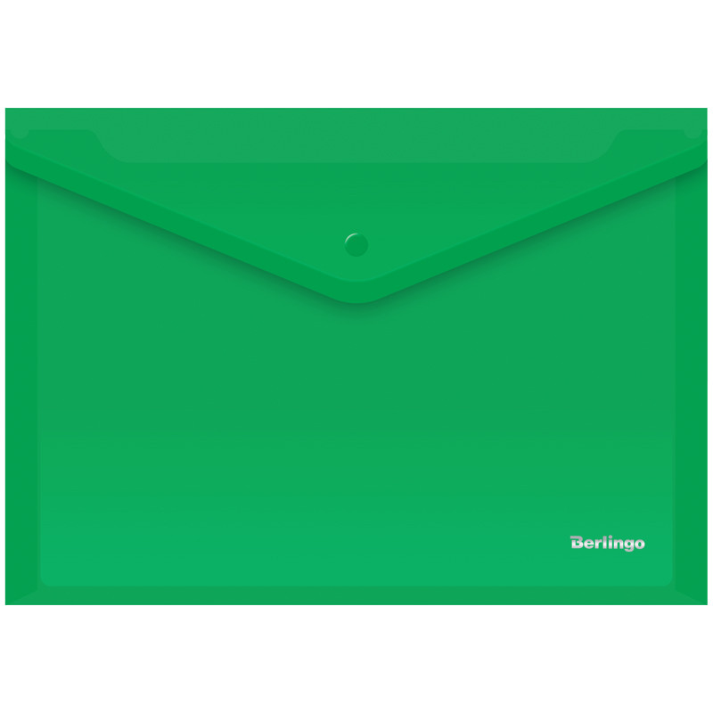 Папка-конверт на кнопке Berlingo, А4, 180мкм, зеленая - фото 1 - id-p89278304